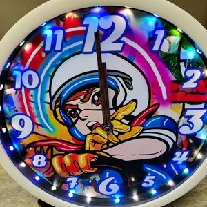 Speed Racer retro white cool multi light colors dance light led clock